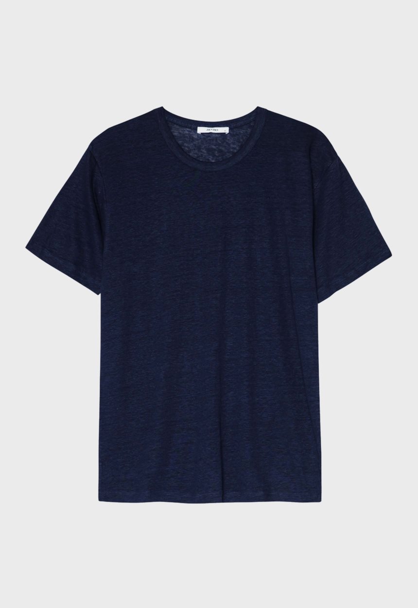 Jac + Jack Line Linen Tee - Darkest Navy